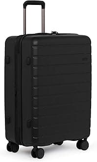 ANTLER Medium Black Hard Shell Suitcase with 4 Double Spinner Wheels & Expander Zip - 68.3x48x 29.5 cm - Lightweight Suitcase for Travel & Holidays - TSA Approved Locks - Stamford 2.0 Medium Suitcase