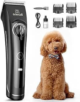 Dog Clippers for Grooming Doodles Poodles Thick Curly Hair,Low Noise Heavy Duty Dog Grooming Kit with Detachable Metal Blades