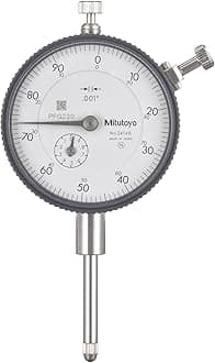 Mitutoyo 2416S Dial Indicator, 4-48 UNF Thread, 0.375 Stem Dia., Lug Back, White Dial, 0-100 Reading, 2.244 Dial Dia., 0-1 Range, 0.001 Graduation, -0.002 Accuracy.