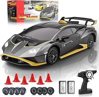 Lamborghini Remote Control Car, 1:18 Scale Officially Licensed Lamboghini Toy Car, Cool RC Cars Toys for 4 5 6 7 8 9 10 11 12 Year Old Boys Kids Adults Gifts, 15km/h Fast RC Drift Car, (Grey)