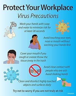 Workplace Health Safety and Awareness Poster Sign, 16" X 20" Peels and Sticks, Made in the USA