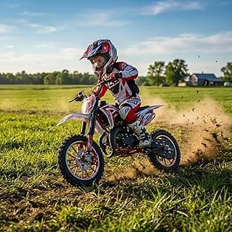 49cc Kids Dirt Bike, Mini Dirt Bike, 2-Stroke Gas Power Motocross Off-Road, Mini Pit Bike with Front Rear Disc Brakes, High-Speed Racing Motorcycle for Kids, Max Speed 40KM/H