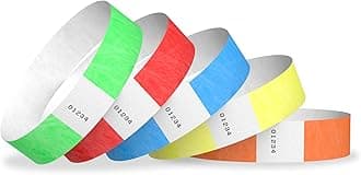 Variety Pack 3/4 Tyvek Wristbands - Red, Orange, Yellow, Green, Blue - 500 Pack Paper Wristbands For Events