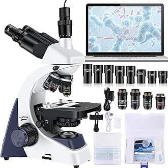 Microscope for Adults 40X-5000X Magnification Lab Grade with Dual Mechanical Stages and HD USB (Compound Microscope)