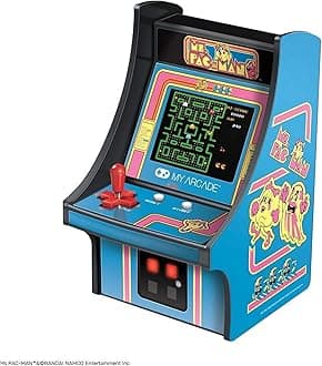 My Arcade Ms. Pac-Man Mini Arcade Machine - Micro Player Table Top Arcade Machine, Portable Handheld Game, Retro Gaming Console, Mini Retro Games Machines for Kids & Adults
