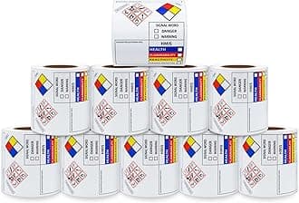 SDS OSHA Data Labels for Chemical Safety 3×4 Inch MSDS Stickers with GHS Pictograms HMIS & Hazard Compliant Secondary Containers, 100 Stickers Per Roll(10 Rolls)